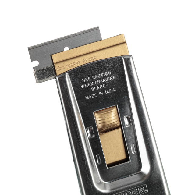 Unger Safety Scrapers 1.5"/4cm, blade and slider close-up
