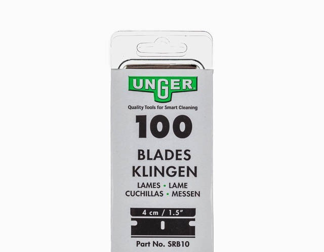 Unger Safety Scraper Replacement Blades 1.5"/4cm, 100-blade box, front