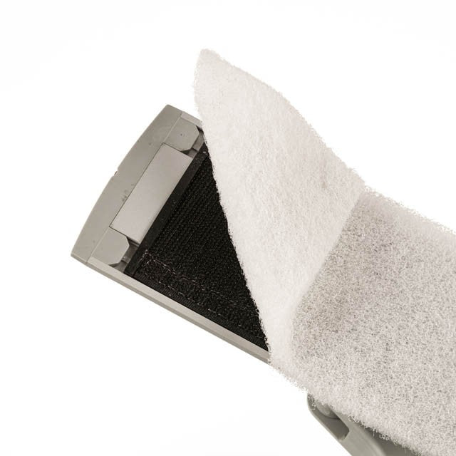 Unger Scrub Pad, scrub pad being fitted on a pad holder