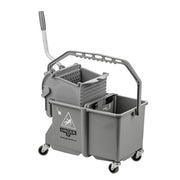 Unger Dual Compartment Mop Buckets 16Qt./15L, grey dual compartment mop bucket with wringer