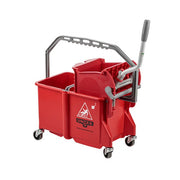 Unger Dual Compartment Mop Buckets 16Qt./15L, red dual compartment mop bucket with wringer