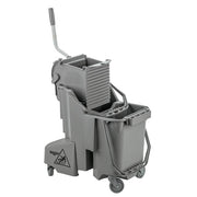 Unger Dual Compartment Mop Buckets 32Qt./30L, gray dual bucket with wringer