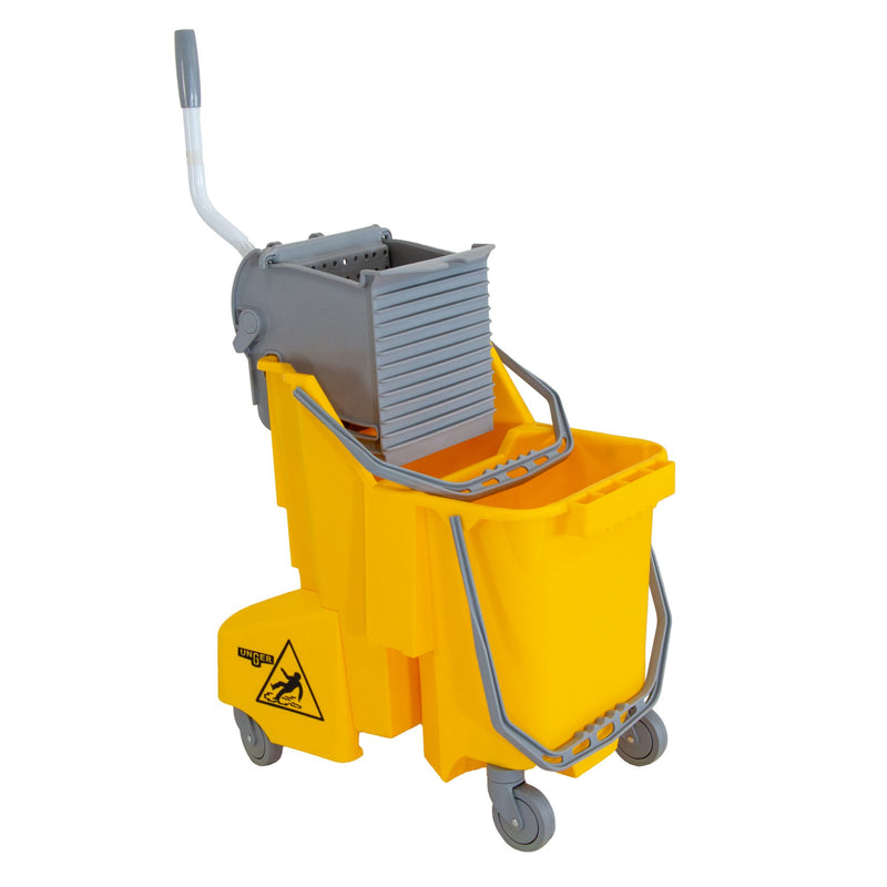 Unger Dual Compartment Mop Buckets, yellow dual bucket with wringer
