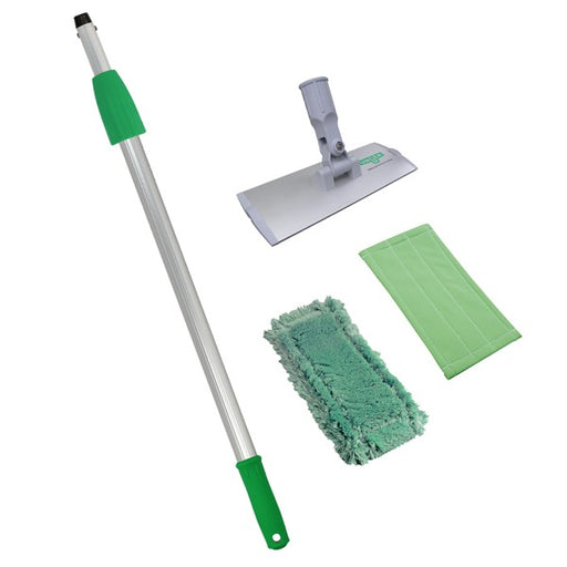 Unger SpeedClean Starter Kit, starter kit with pole, pad holder and two microfiber pads