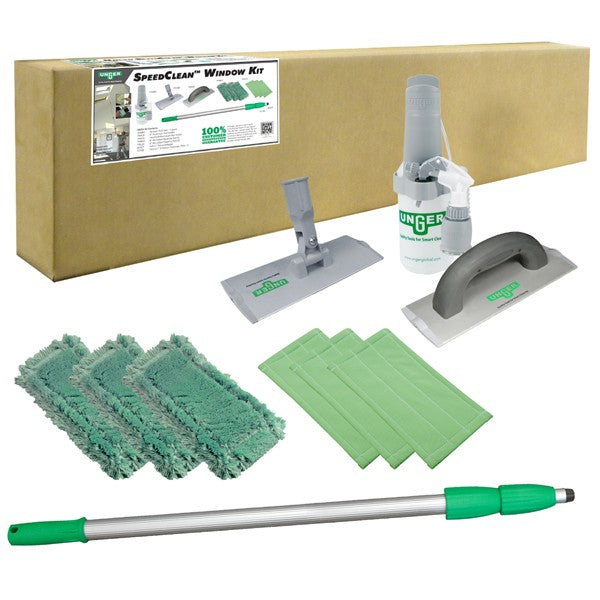 Unger SpeedClean Window Kit, kit contents with the shipping box