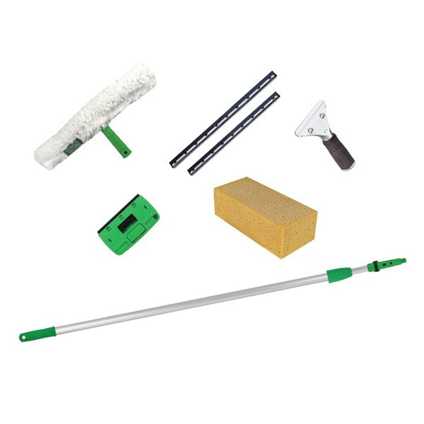 Unger Starter Pro Window Cleaning Kit, pro window cleaning kit contents: washer, squeegee, channels, scraper, sponge and pole