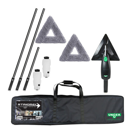 Unger Stingray Refillable Microfiber Cleaning Kit Deluxe 11', deluxe kit with carry bag