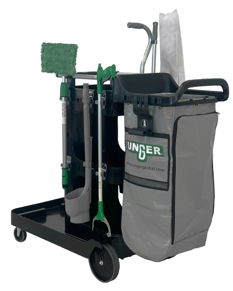 Unger ZoneCleanRx General Janitorial Cart System, cart, left three-quarter view