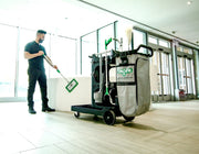 Unger ZoneCleanRx General Janitorial Cart System, cleaning an office floor