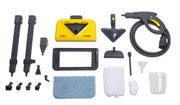 Vapamore MR-100 accessory set: floor head, steam gun hose, wands, brushes, cloths and jug