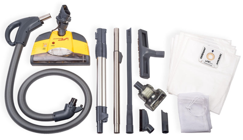 Vapamore MR-500 Vento accessory kit: hose, power head, wands, floor heads, crevice and brush tools and bags