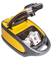 Vapamore MR-500 Vento with the lid open showing the dust bag seated in its compartment