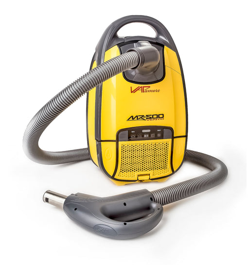 Vapamore MR-500 Vento canister vacuum with its hose and handle attached, no wand