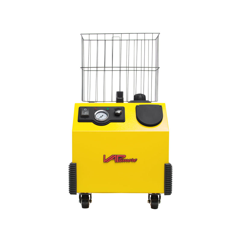 Vapamore MR-750 Ottimo front view showing pressure gauge, switch panel, hose socket and basket