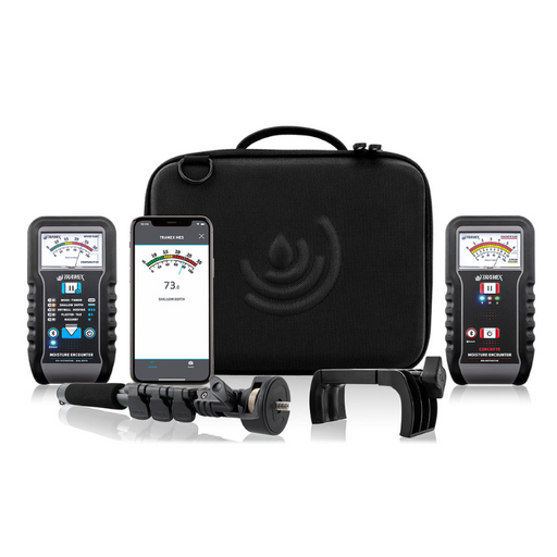 Tramex Water Damage Restoration Tech Kit - WDTK A compact, organized kit containing essential tools and instruments for effectively assessing and managing water damage restoration.