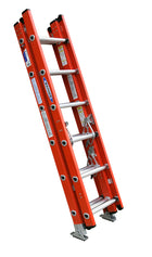Werner 16 foot 3 section fiberglass extension ladder with aluminum rungs and slip resistant feet