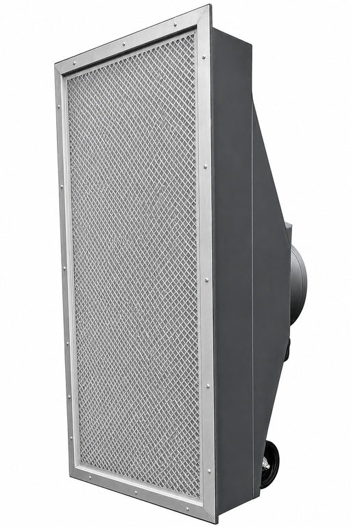 Whisper Clean full size HEPA diffuser with mesh HEPA face, rear 12" duct inlet and casters