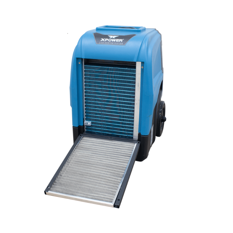 xd 165l lgr dehumidifier open filter tray.