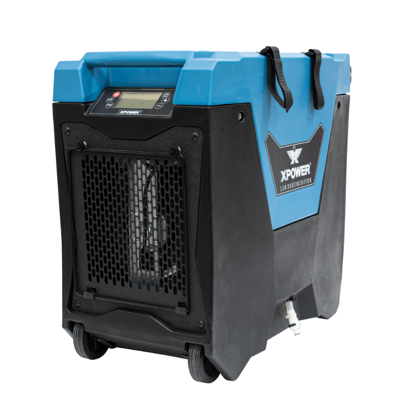 xd 85l2 blue lgr dehumidifier right angle view.